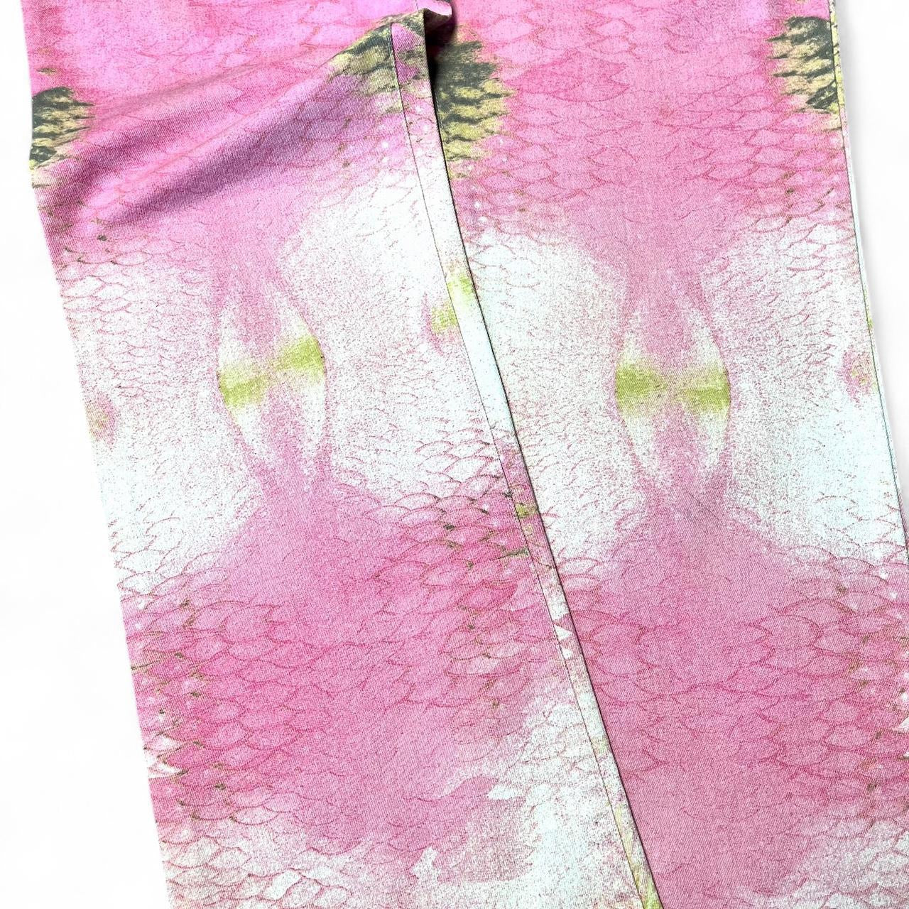SS2001 Pink mirrored snakeskin jeans