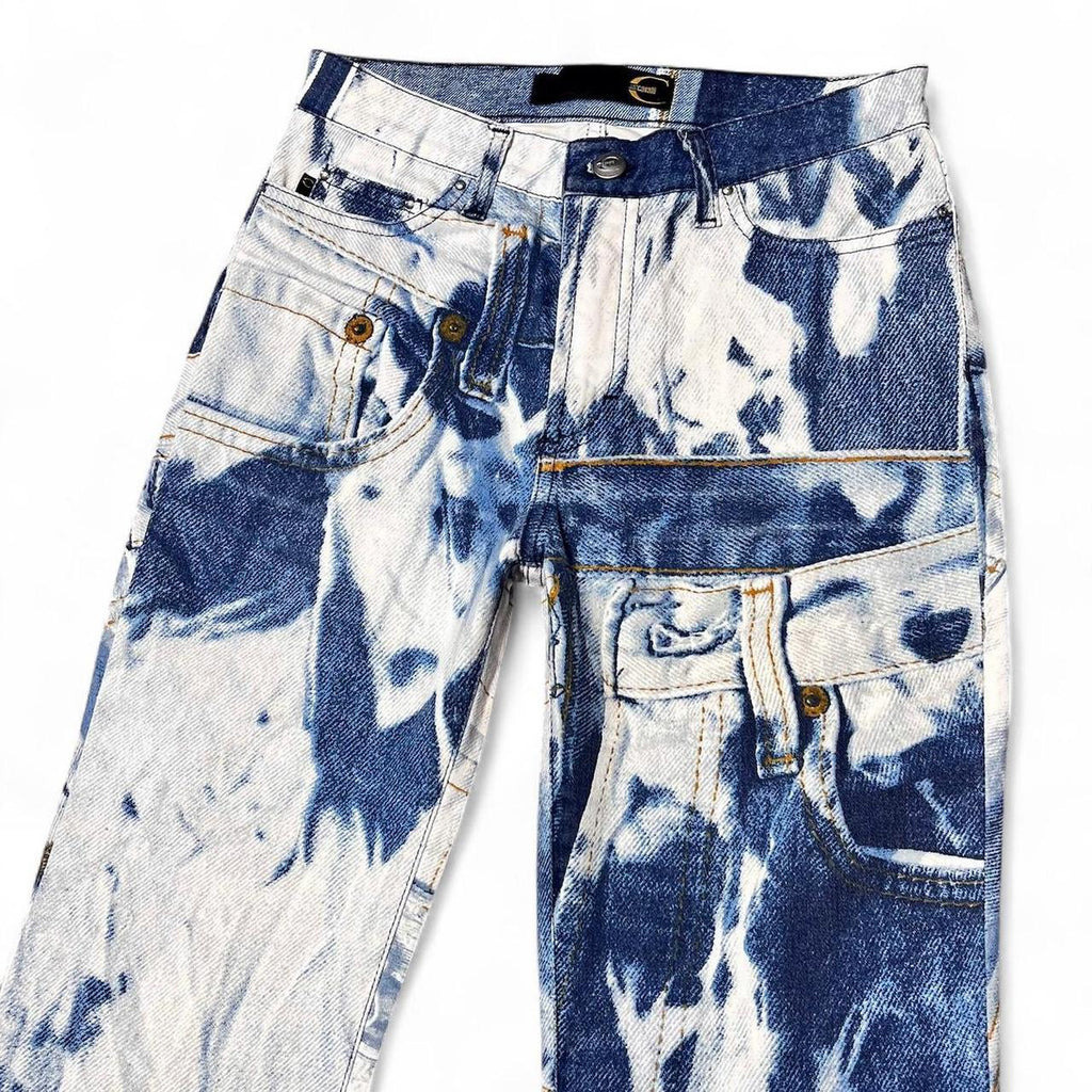 2001 Tromp l’oeil triple denim print jeans