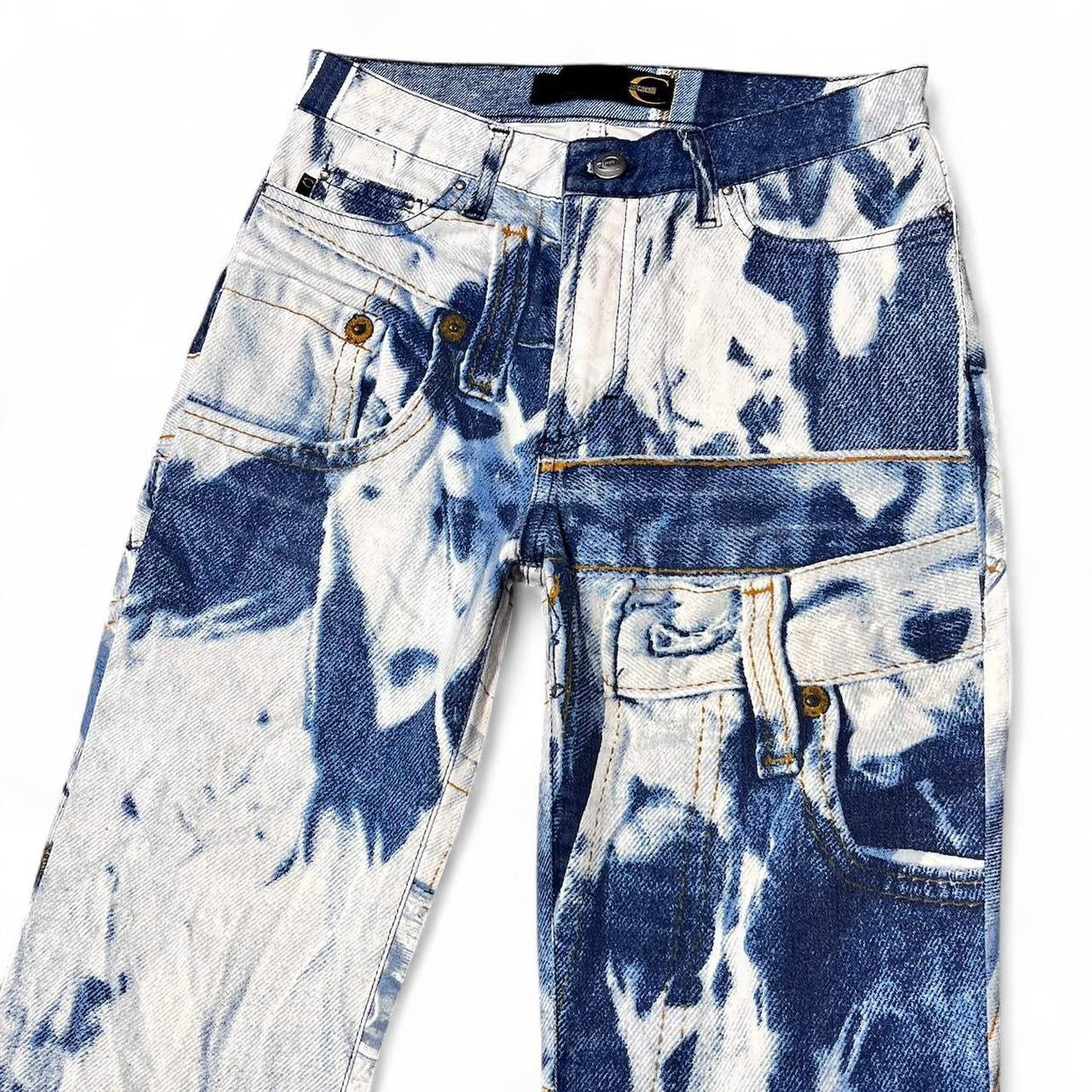 2001 Tromp l’oeil triple denim print jeans