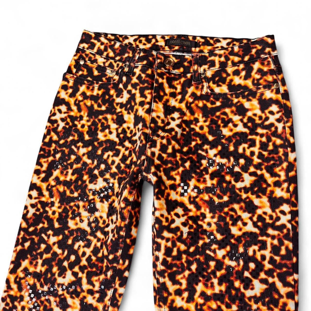 Smoldering lava print jeans