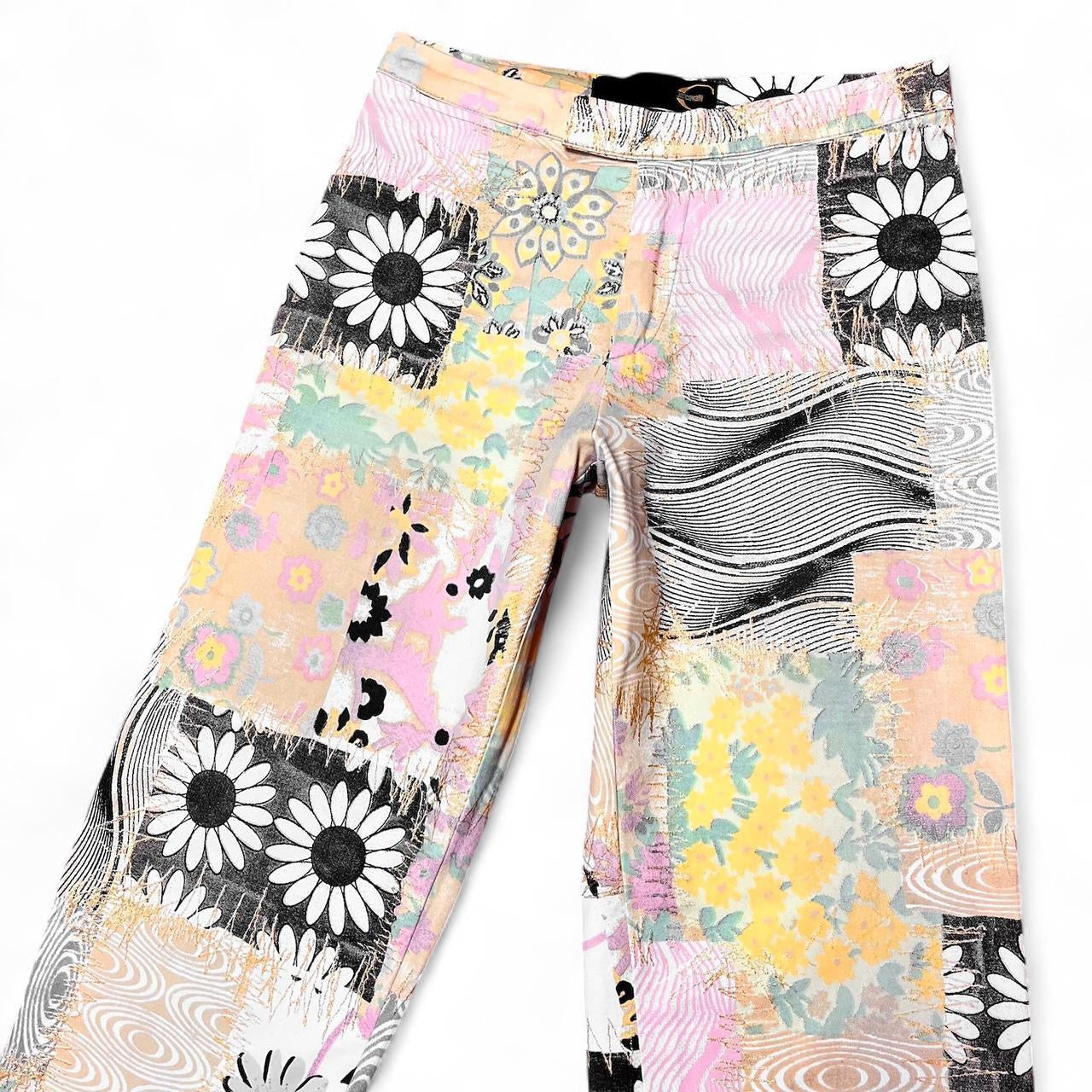 Patchwork floral print trousers