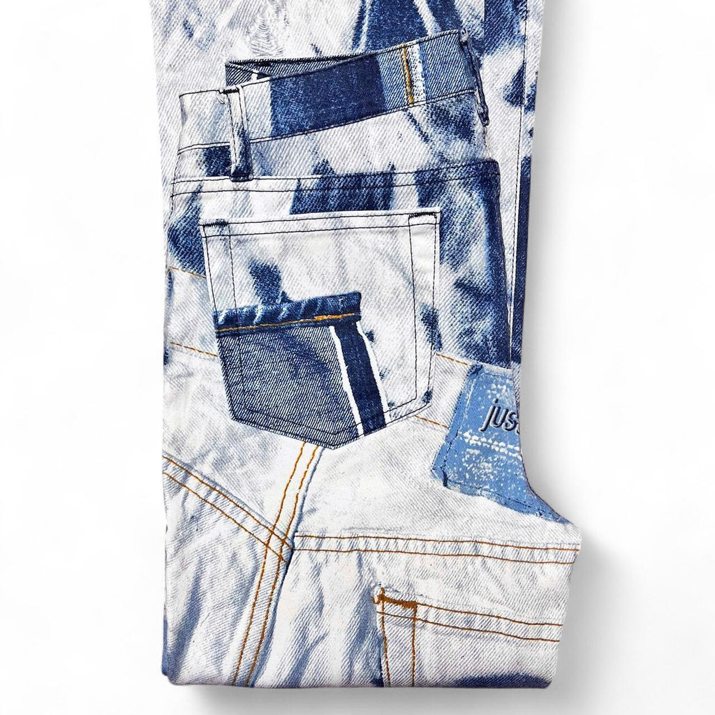 2001 Tromp l’oeil triple denim print jeans