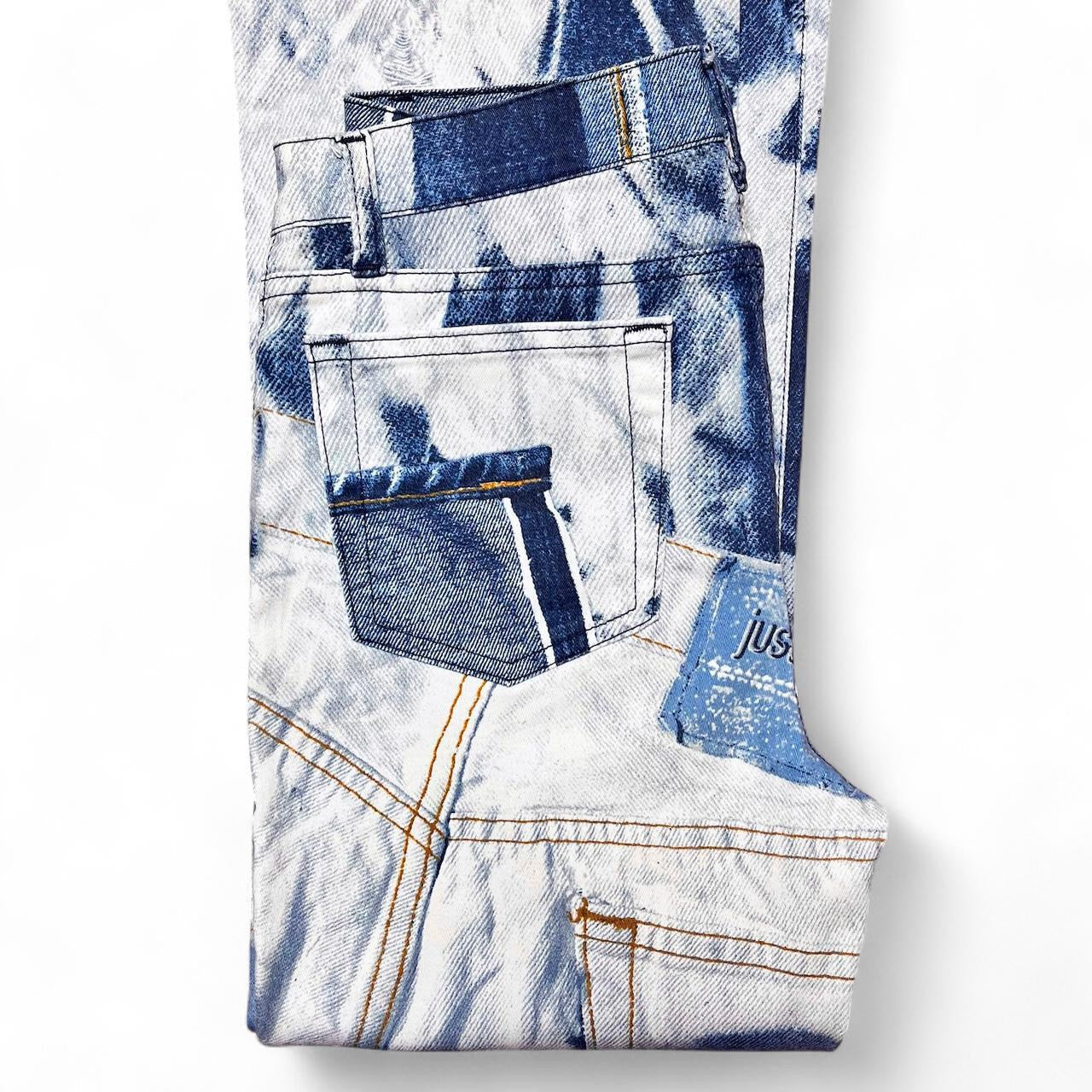 2001 Tromp l’oeil triple denim print jeans