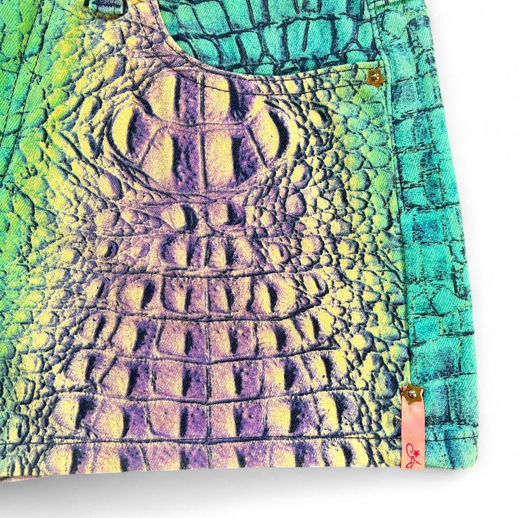 Micro mini 3D croc shorts