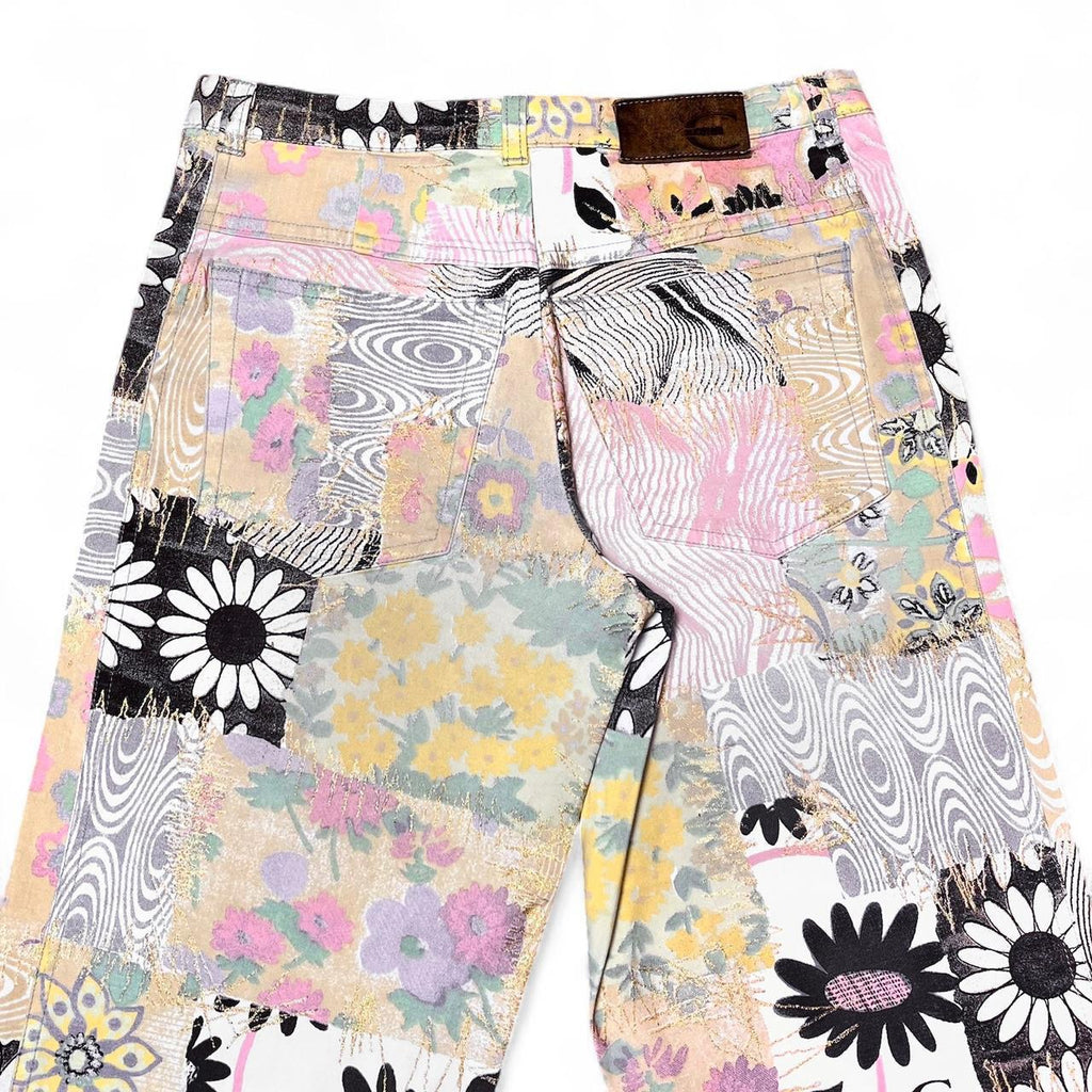 Patchwork floral print trousers