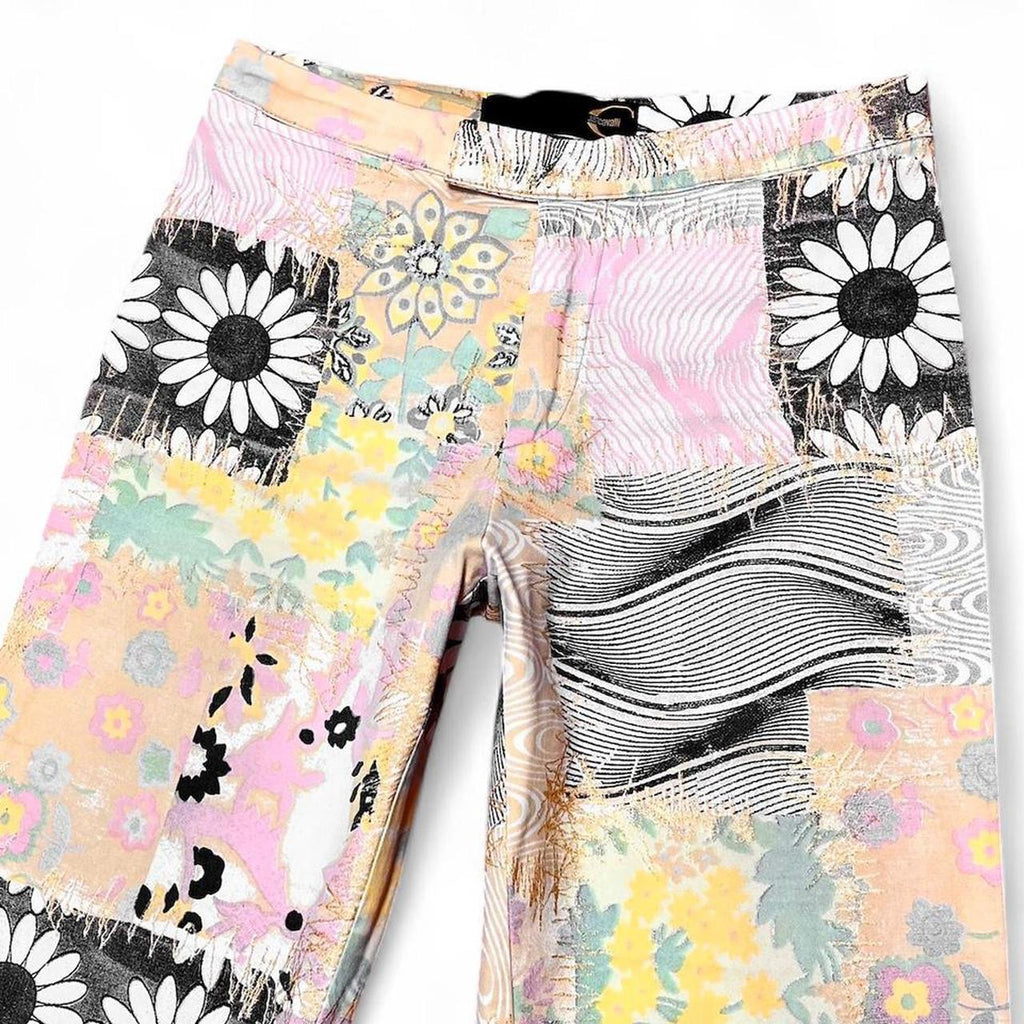Patchwork floral print trousers