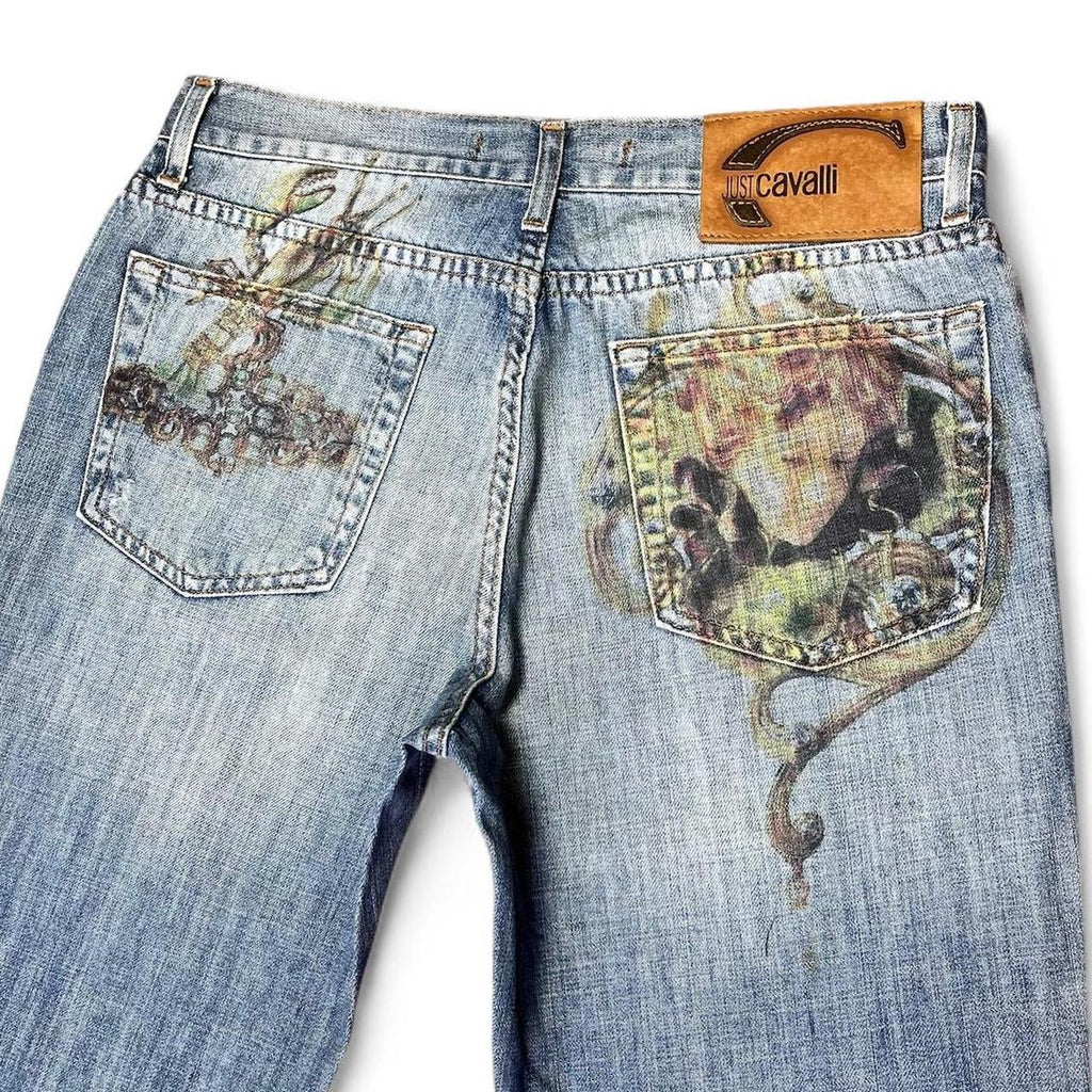 Faded angel print jeans