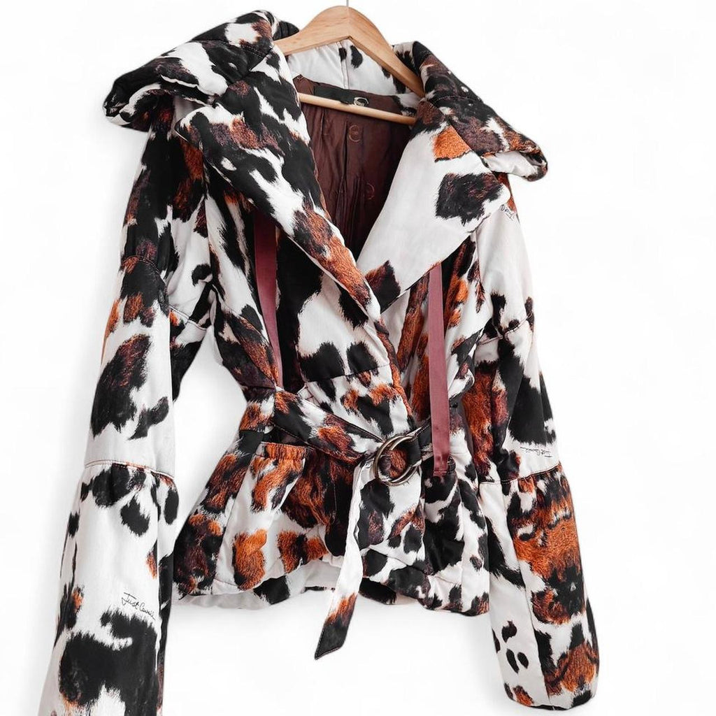 Cowhide print puffer jacket