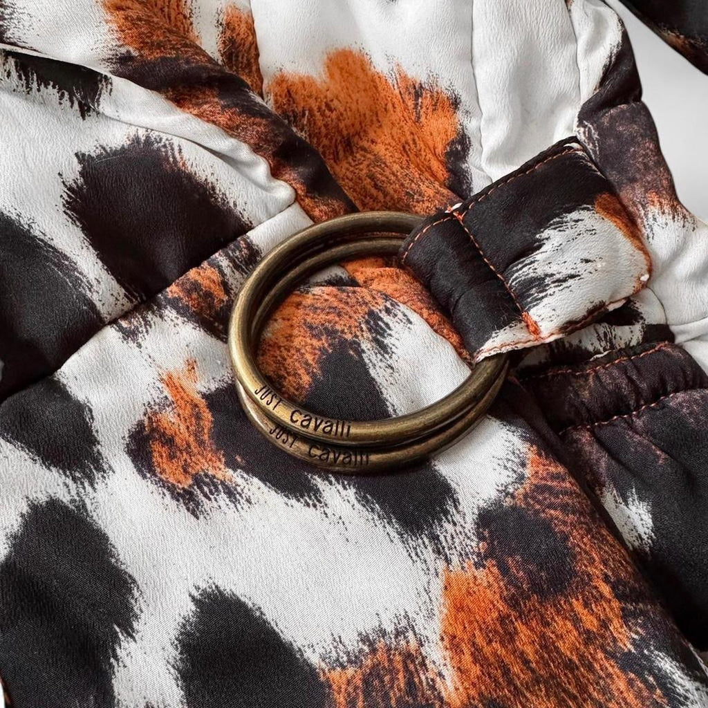 Cowhide print puffer jacket