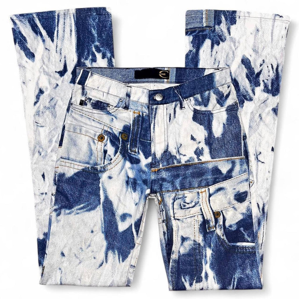 2001 Tromp l’oeil triple denim print jeans