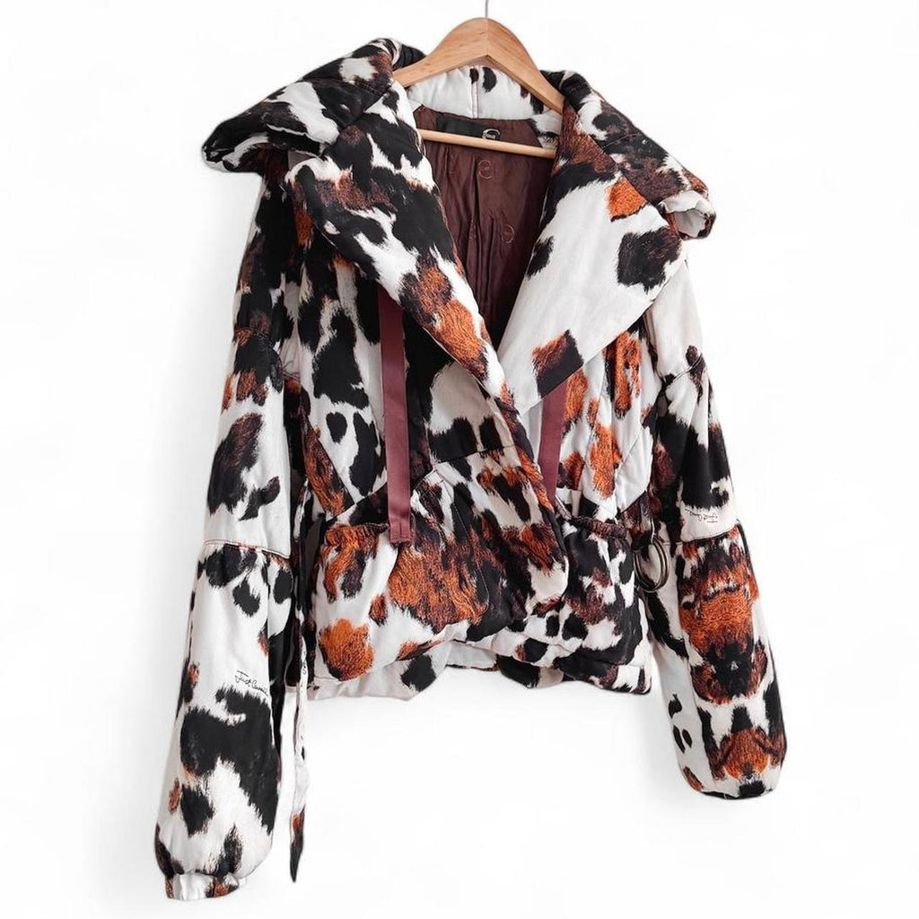 Cowhide print puffer jacket
