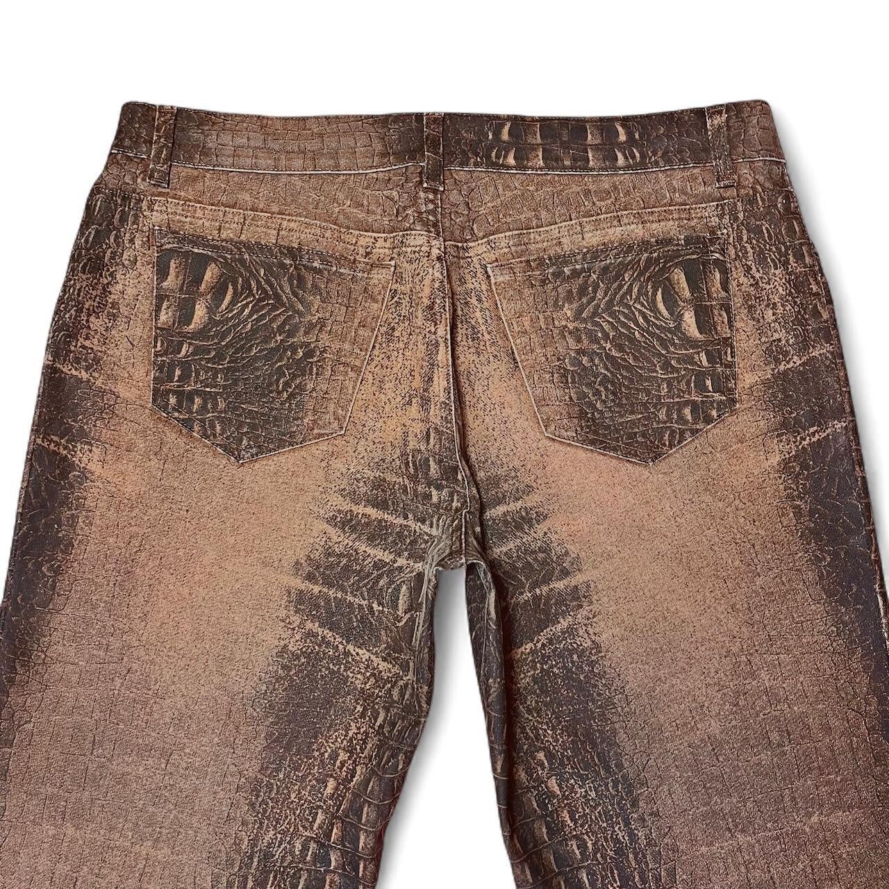 Brown ombré croc print jeans