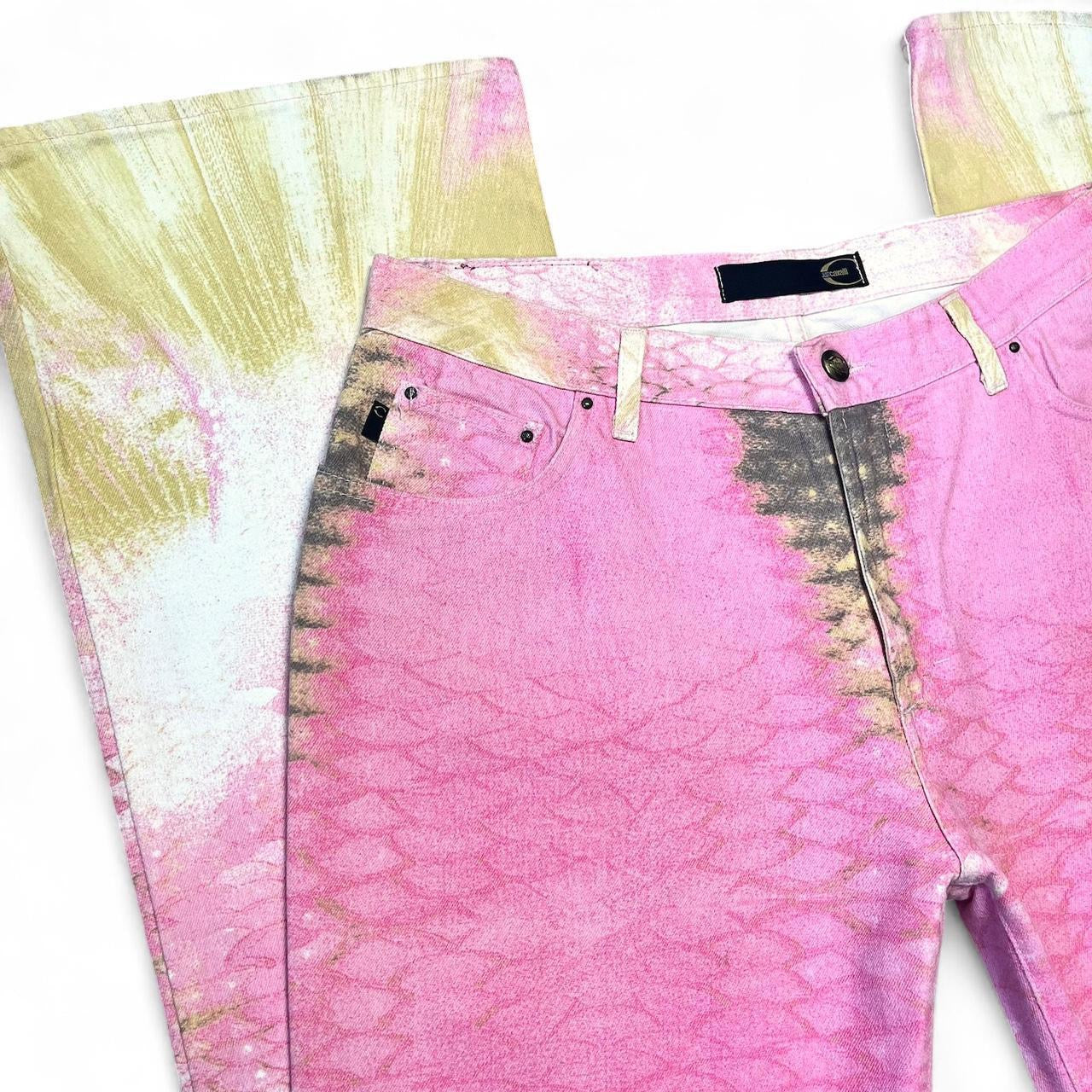 SS2001 Pink mirrored snakeskin jeans