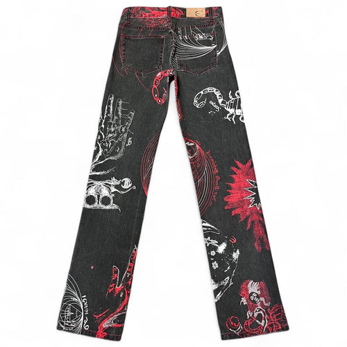 AW2003 Zodiac constellation print jeans