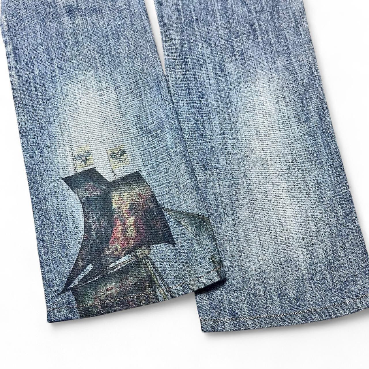 Faded angel print jeans
