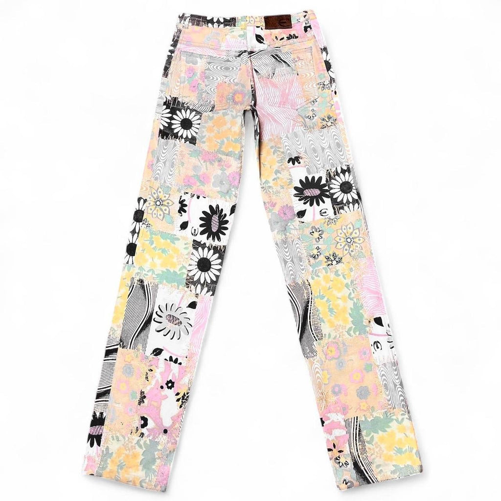 Patchwork floral print trousers