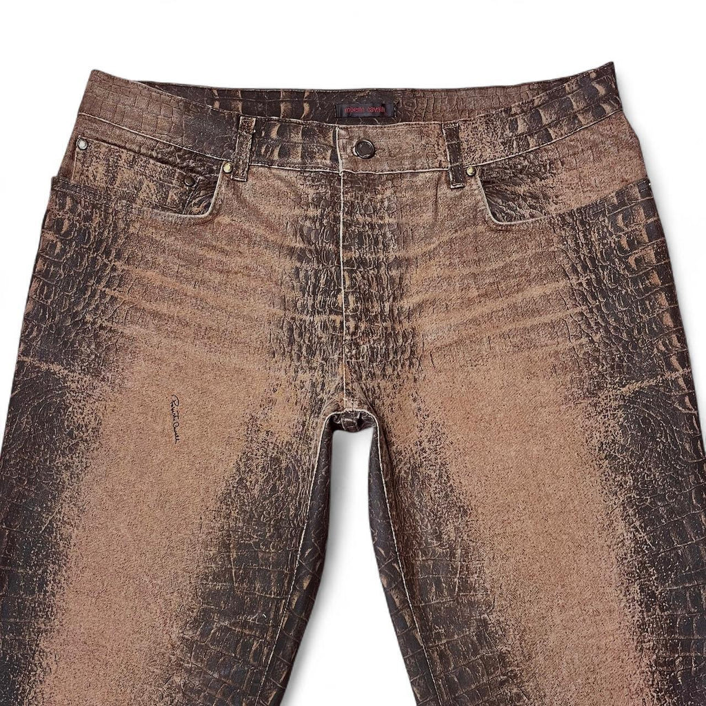 Brown ombré croc print jeans