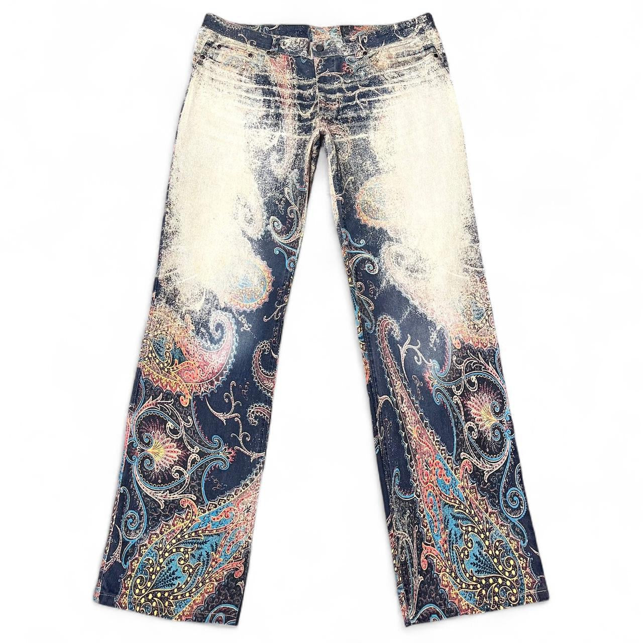 Distorted paisley print jeans