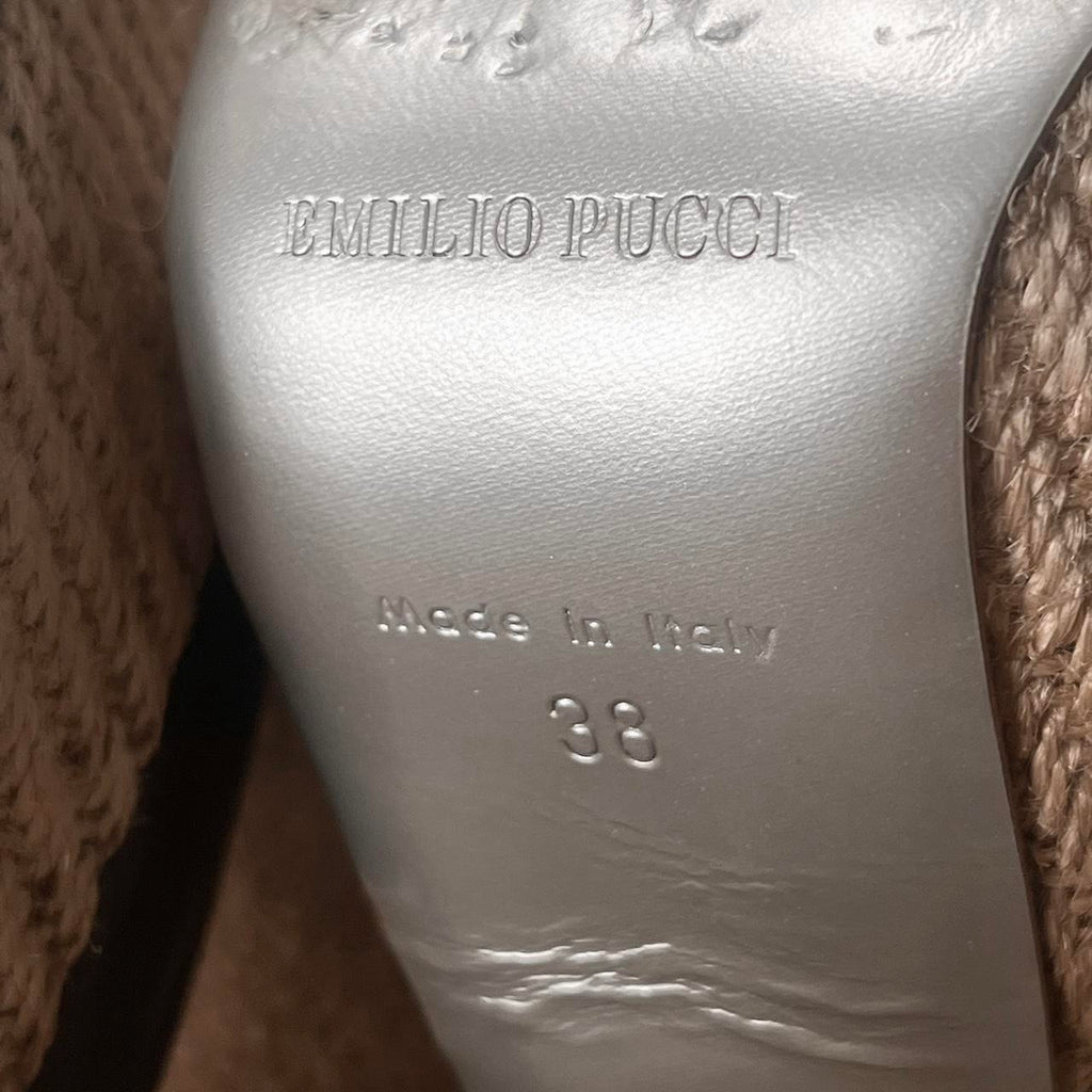 Black leather bow platform espadrille heels (US 8)