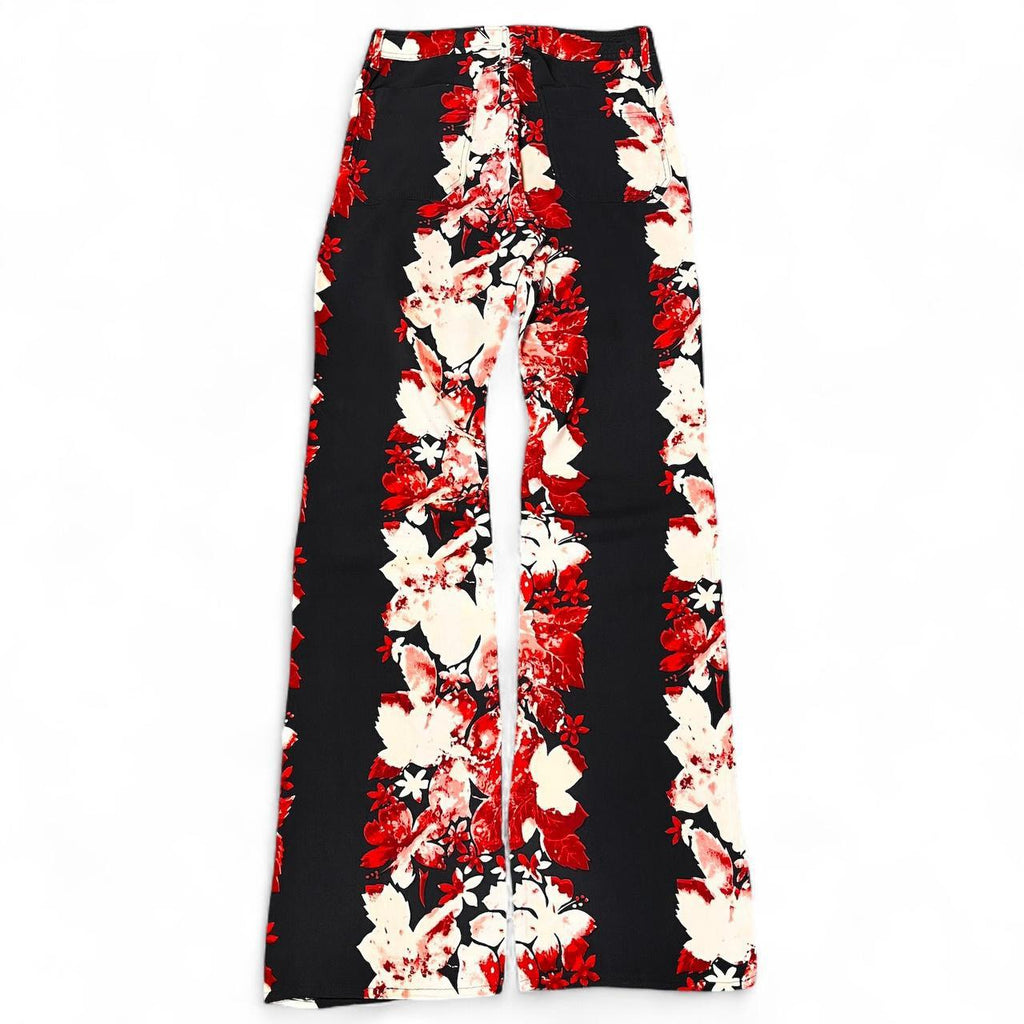 Black and red flower shadow trousers