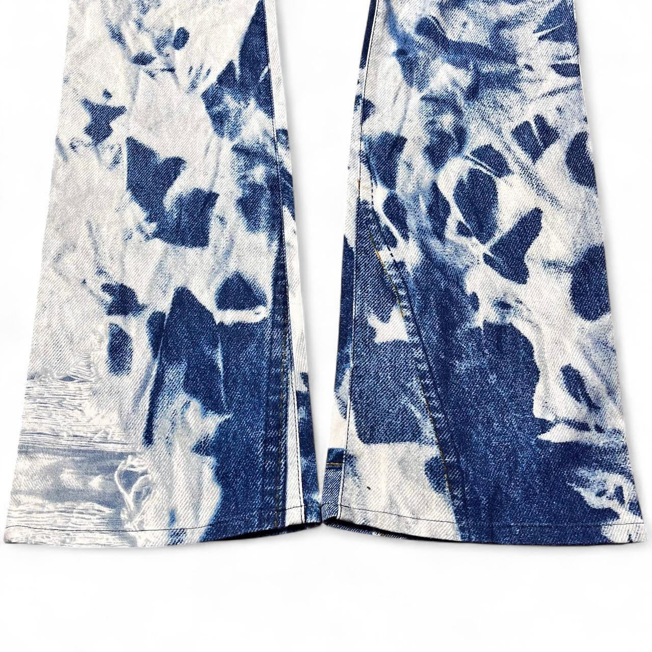 2001 Tromp l’oeil triple denim print jeans