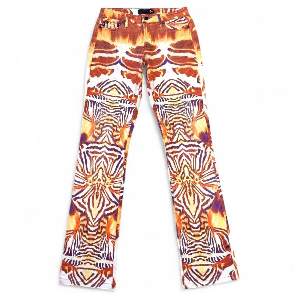 Smoldering zebra print jeans