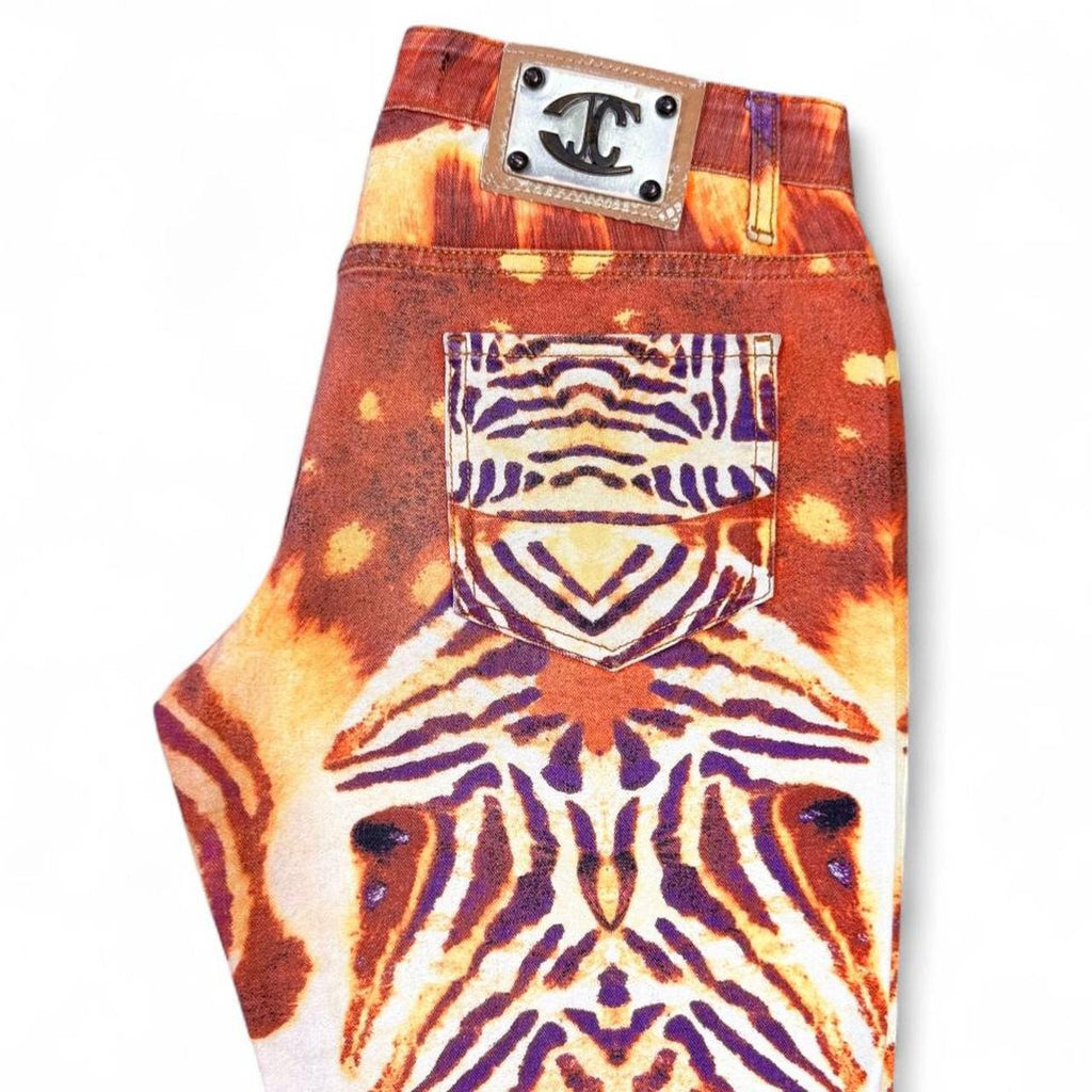 Smoldering zebra print jeans