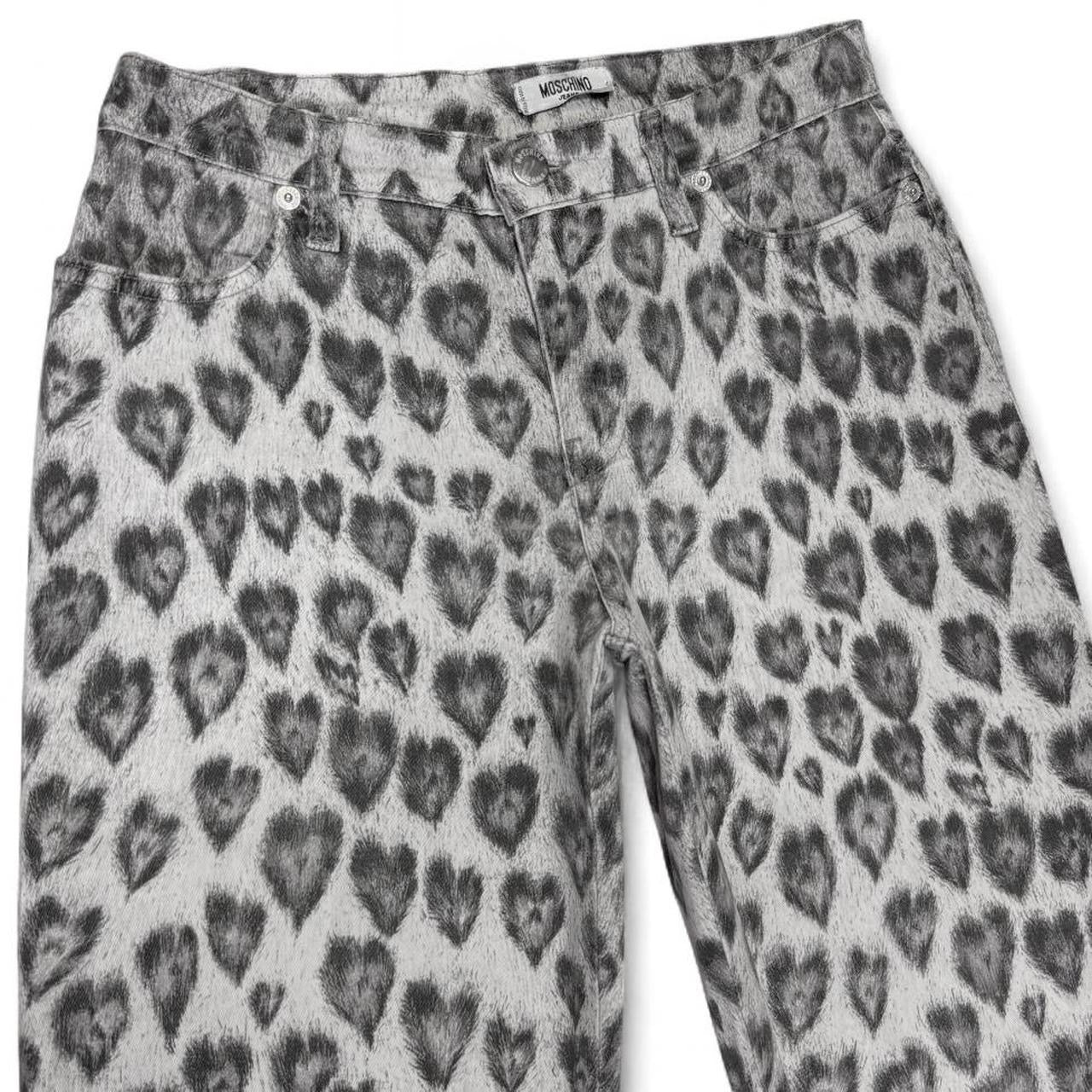 Heart-shape leopard print jeans