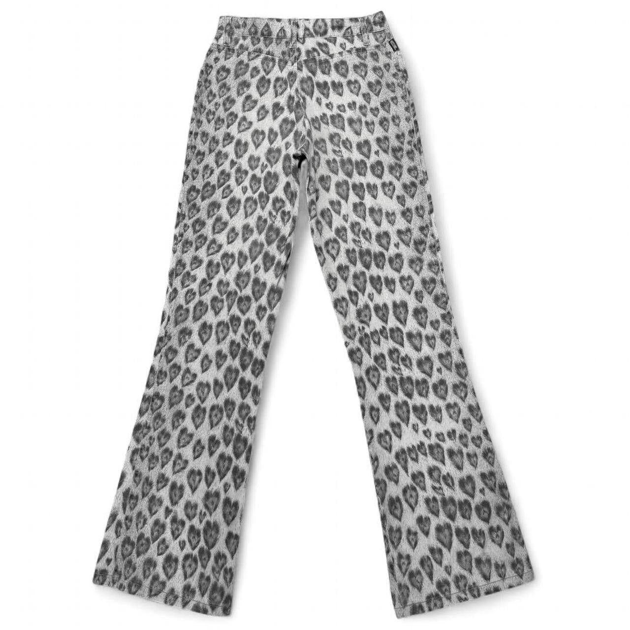 Heart-shape leopard print jeans