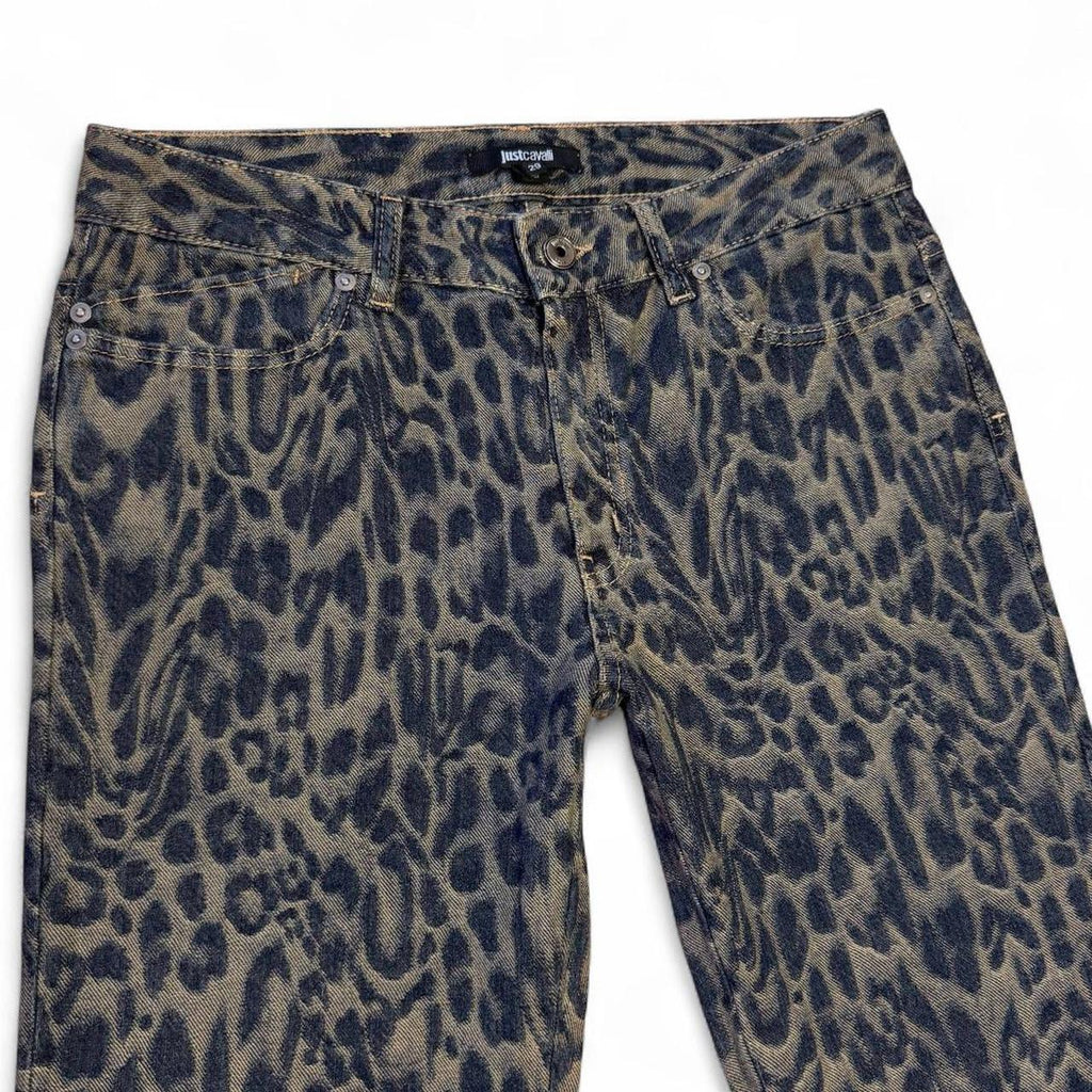 Distorted leopard print jeans