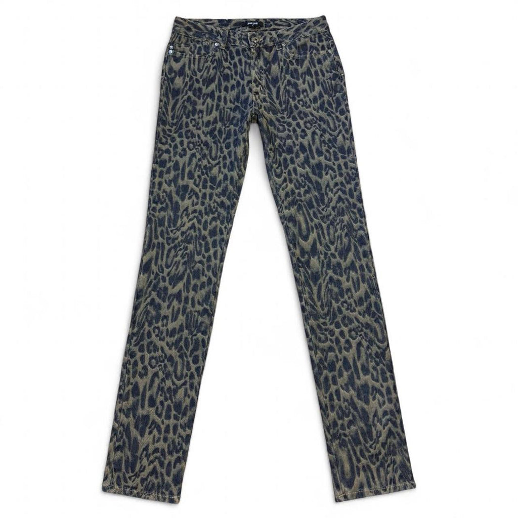 Distorted leopard print jeans