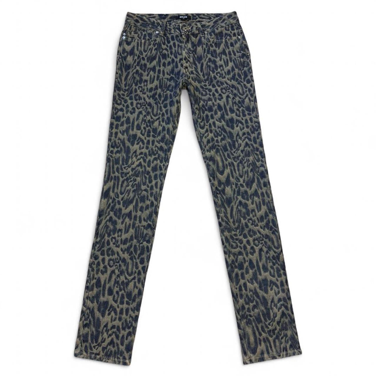 Distorted leopard print jeans