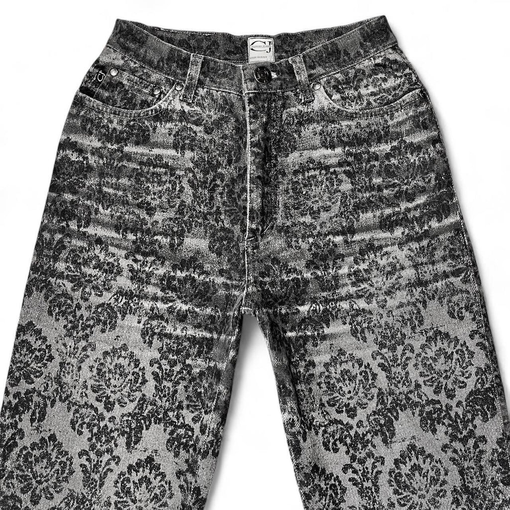 Ombré black brocade print jeans