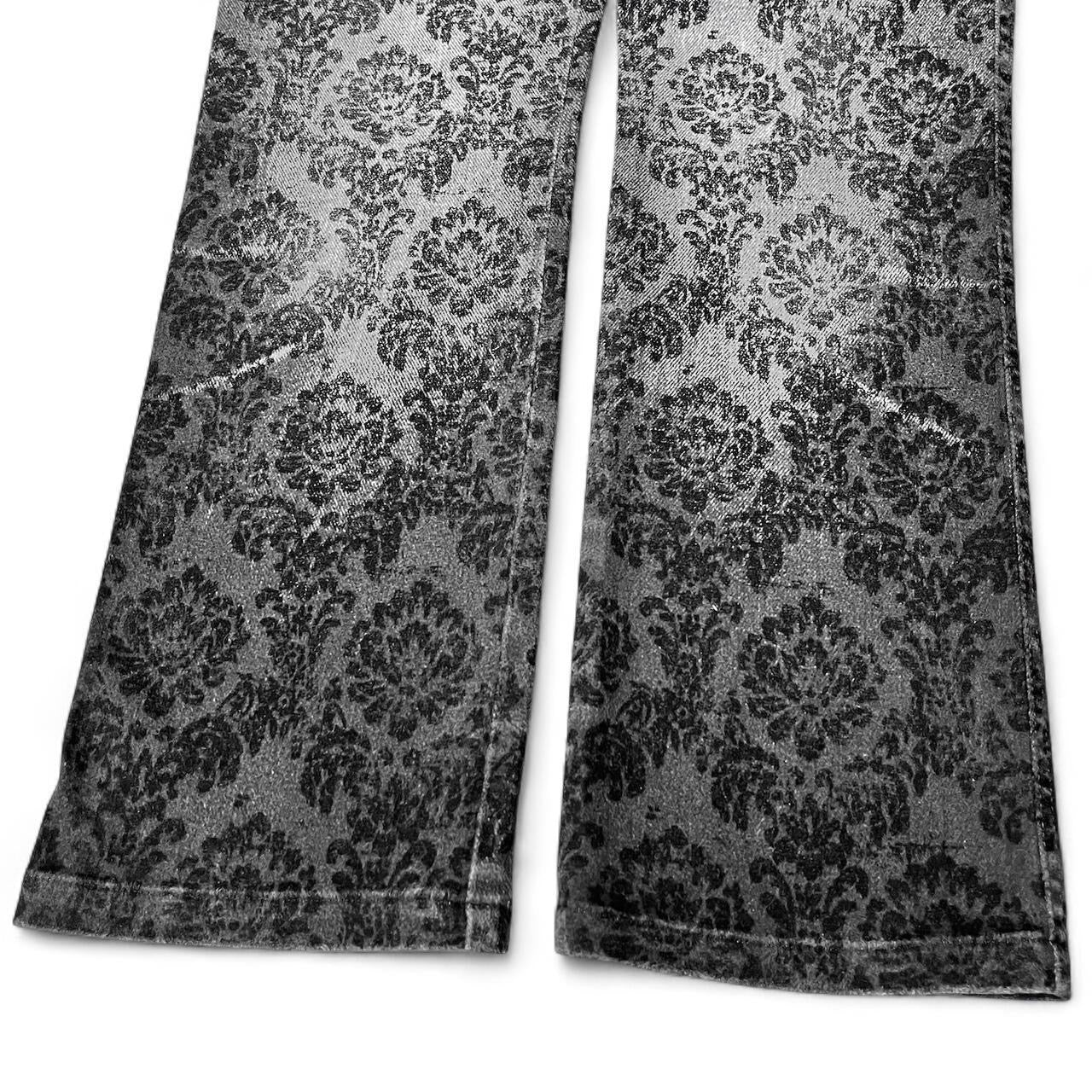 Ombré black brocade print jeans