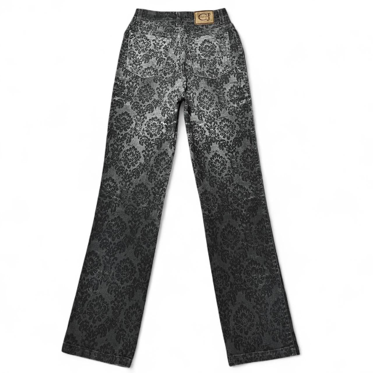 Ombré black brocade print jeans