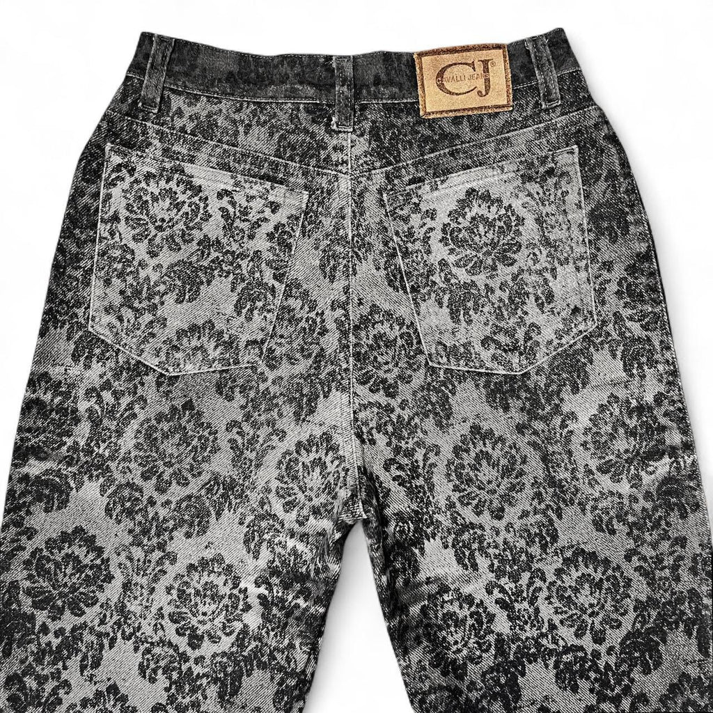 Ombré black brocade print jeans