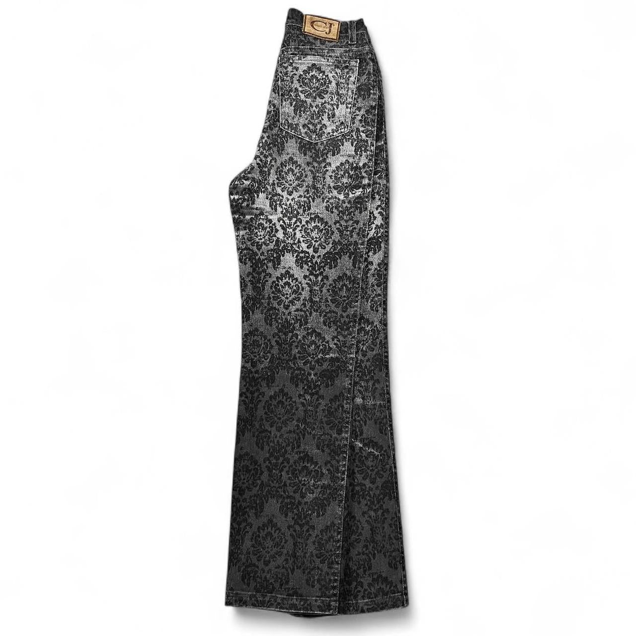 Ombré black brocade print jeans