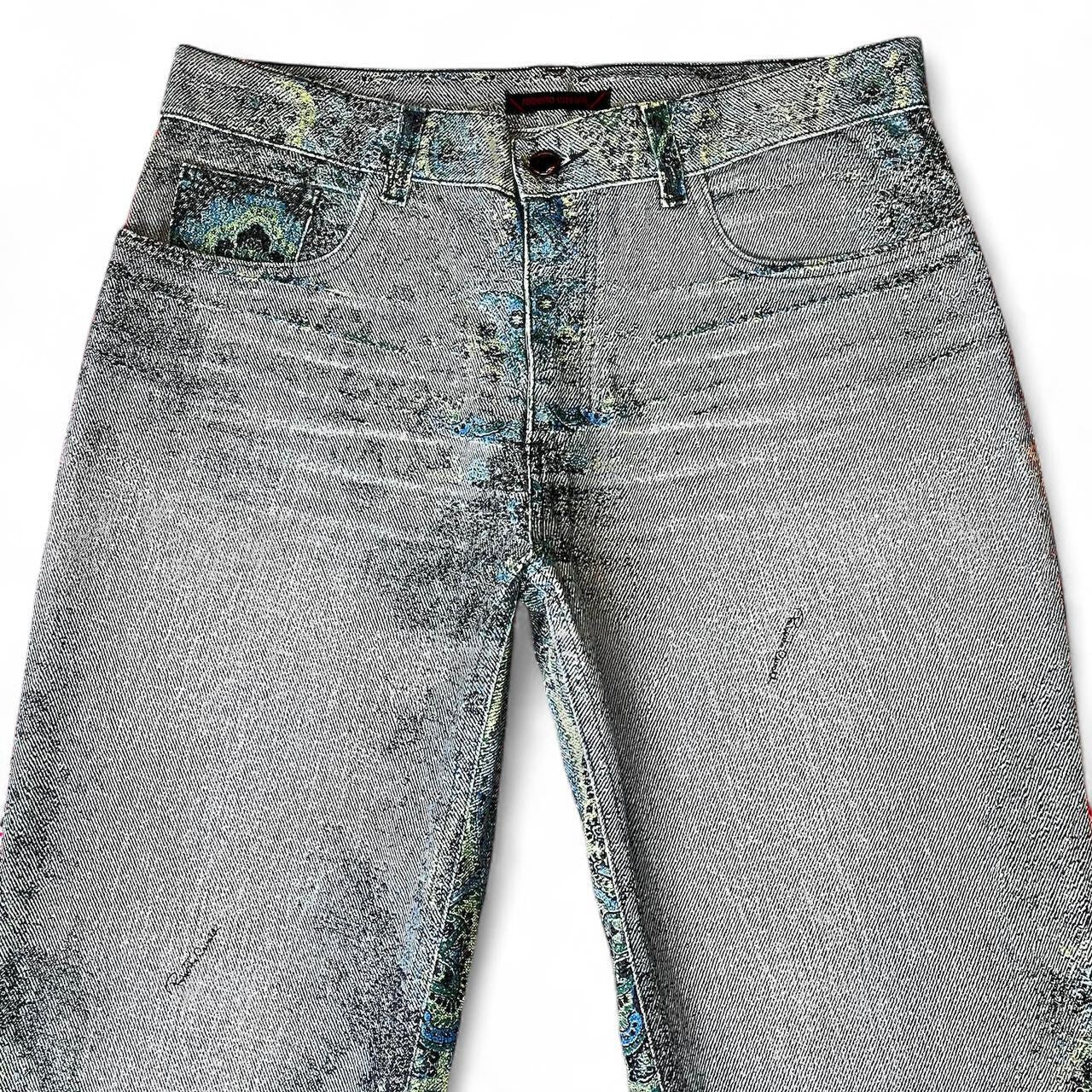 Ombré teal paisley print jeans