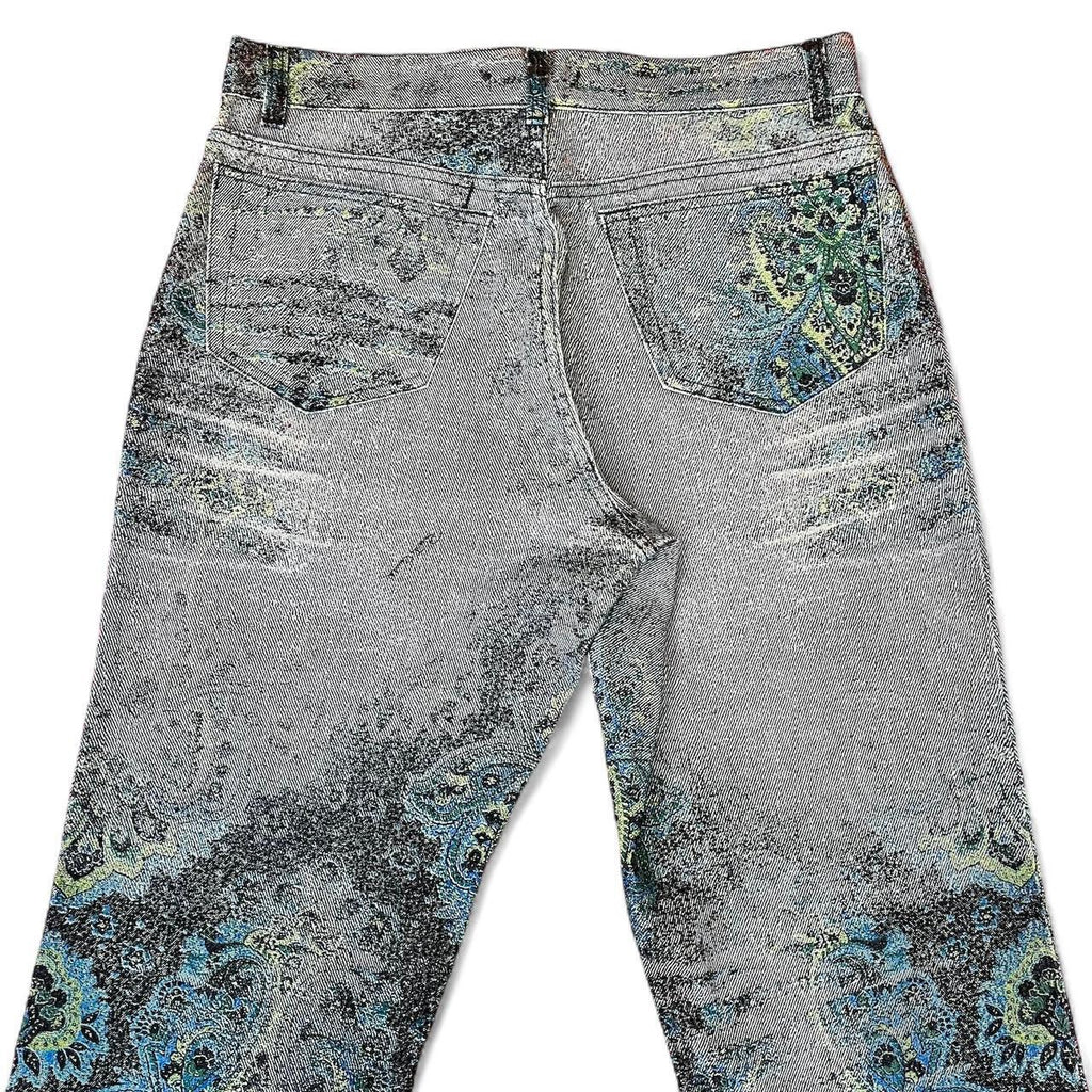 Ombré teal paisley print jeans