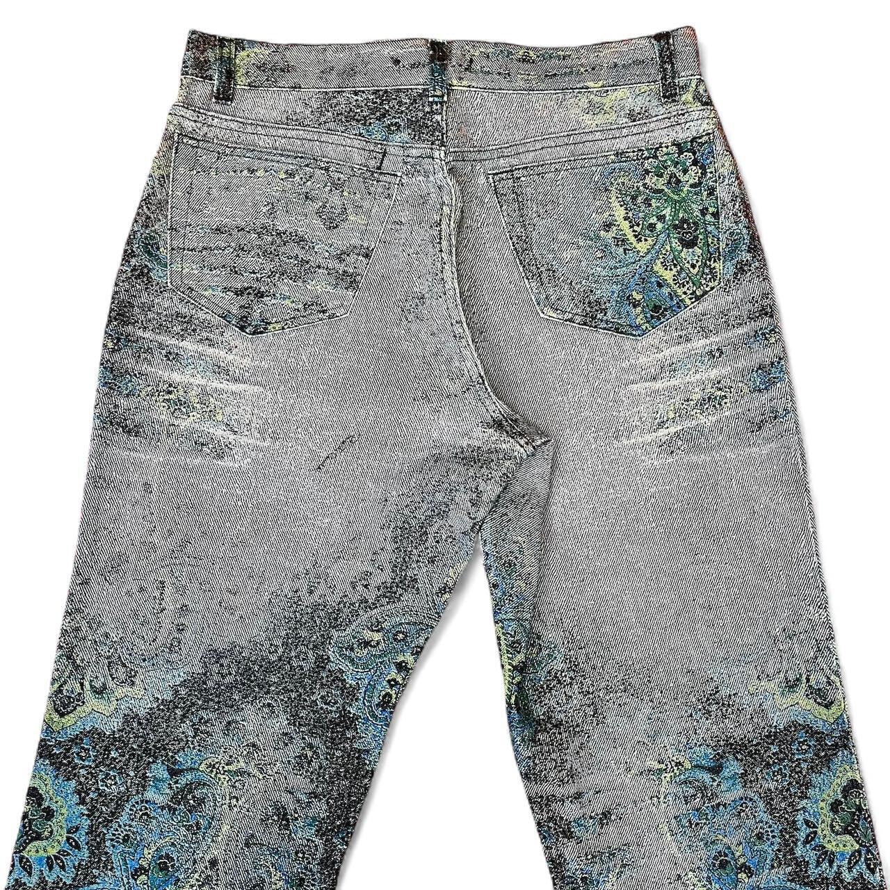 Ombré teal paisley print jeans