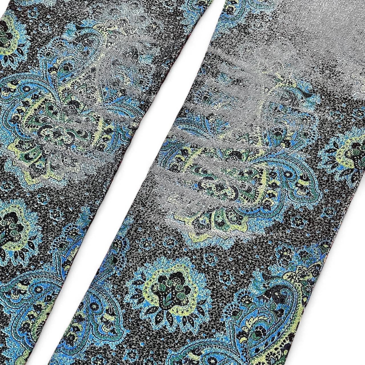 Ombré teal paisley print jeans