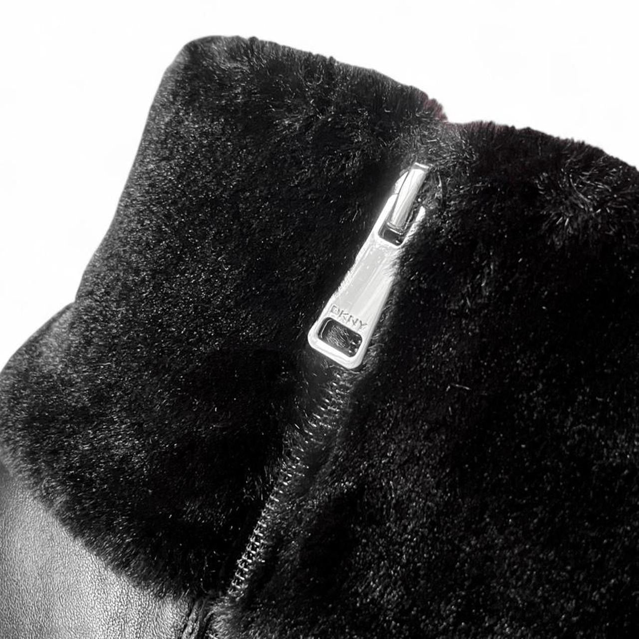 Faux-fur trim moto leather booties (US 8)