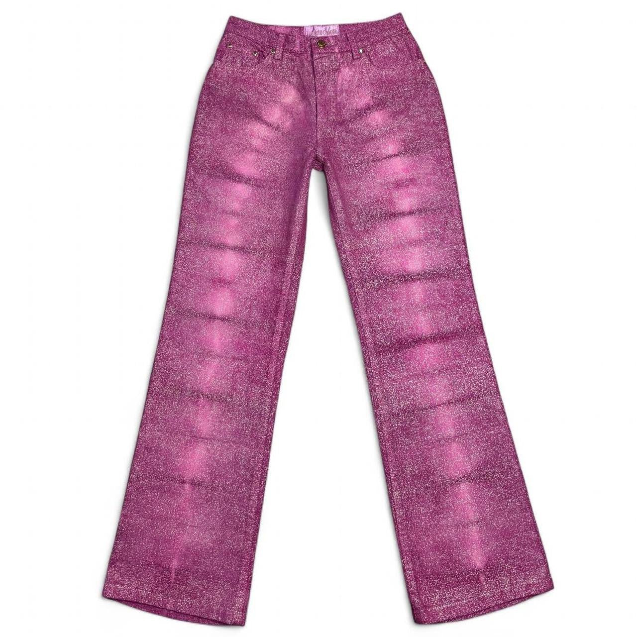 Mauve ombré tie-dye jeans