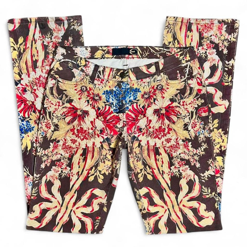 Brown regency ribbon print jeans