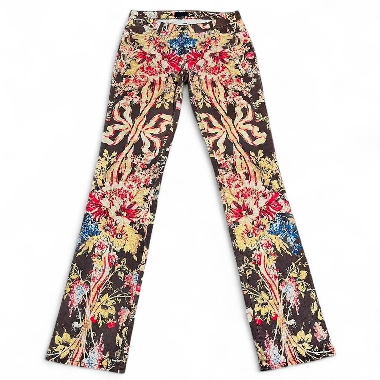 Brown regency ribbon print jeans