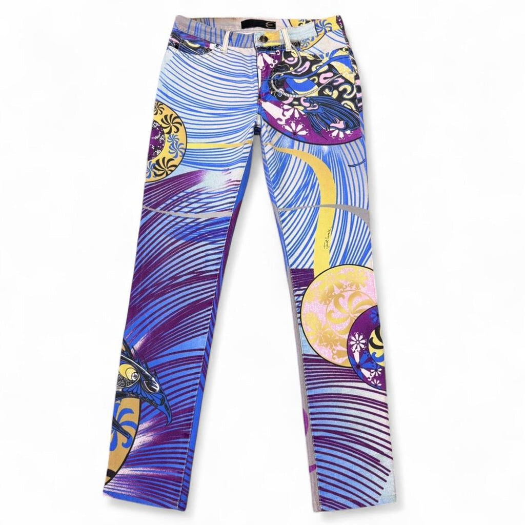Multicolor manga print jeans