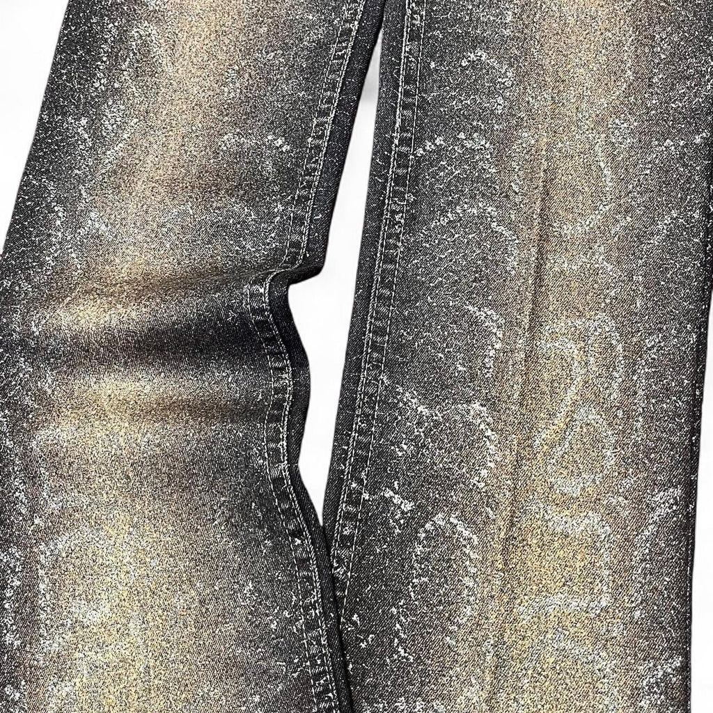 Ombré metallic snakeskin jeans