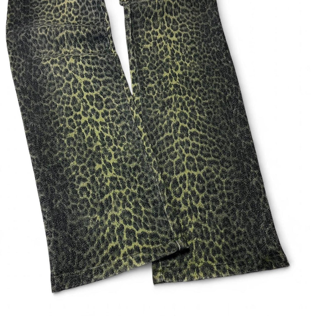 Faded leopard print jeans
