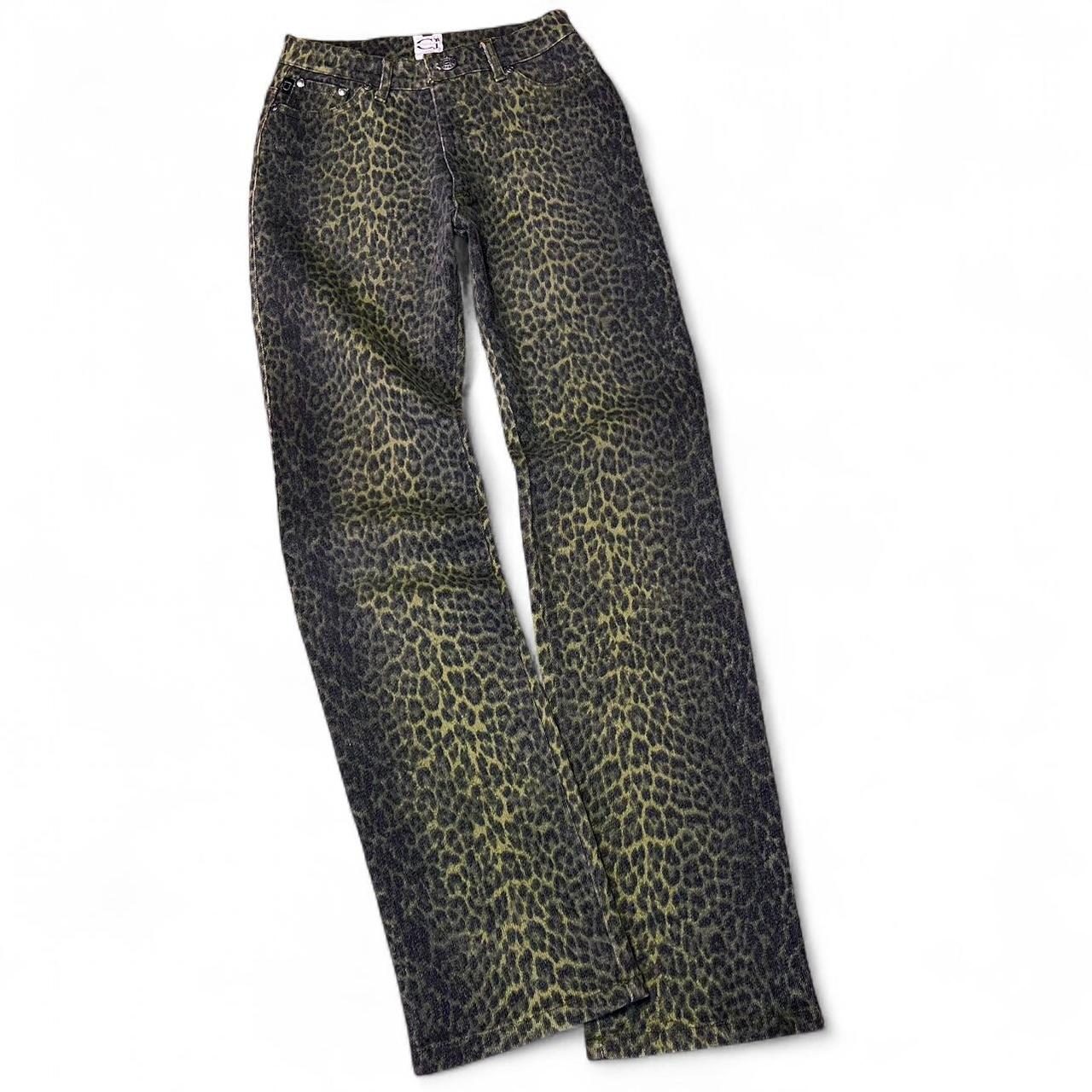 Faded leopard print jeans