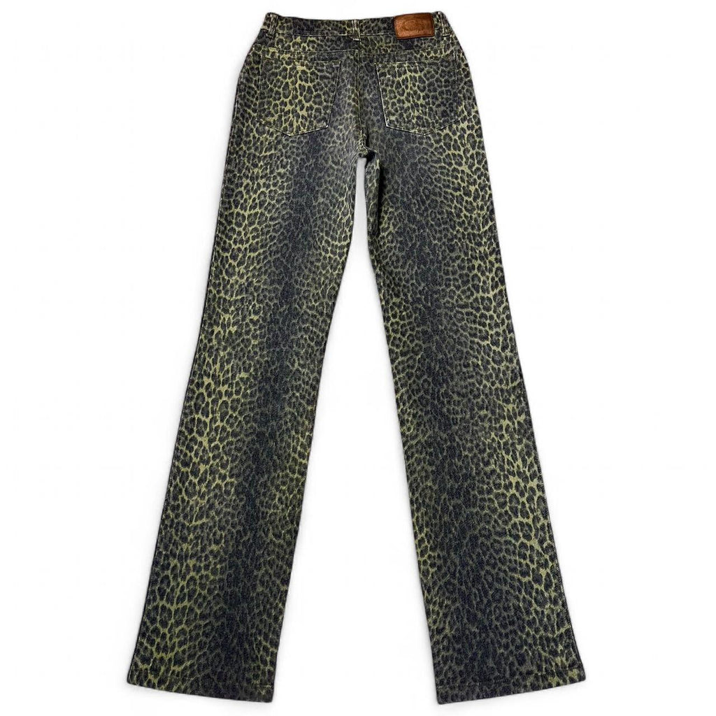 Faded leopard print jeans